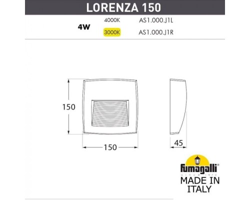 Встраиваемый светильник уличный Lorenza AS1.000.000.AXJ1L Fumagalli Встраиваемый светильник уличный Lorenza AS1.000.000.AXJ1L Fumagalli