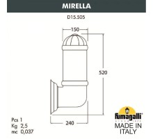 Настенный фонарь уличный Sauro D15.505.000.BXF1R.FC1 Fumagalli