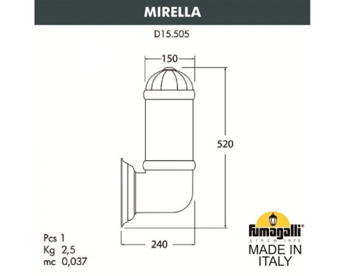 Настенный фонарь уличный Sauro D15.505.000.BXF1R.FC1 Fumagalli Настенный фонарь уличный Sauro D15.505.000.BXF1R.FC1 Fumagalli