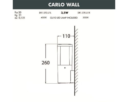 Настенный светильник уличный Carlo DR1.570.000.WXU1L Fumagalli Настенный светильник уличный Carlo DR1.570.000.WXU1L Fumagalli