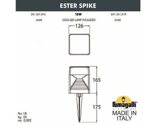 Грунтовый светильник Ester DS1.561.000.LXD1L Fumagalli Грунтовый светильник Ester DS1.561.000.LXD1L Fumagalli