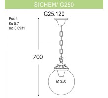 Уличный подвесной светильник Globe 250 G25.120.000.VZE27 Fumagalli