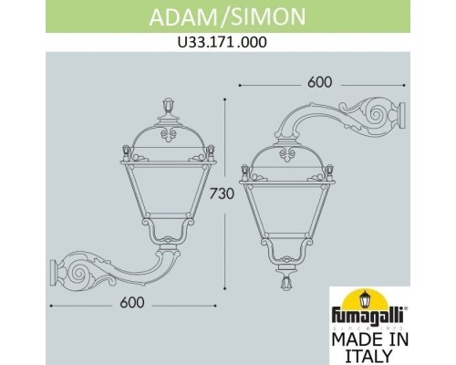 Настенный фонарь уличный Simon U33.171.000.AYH27 Fumagalli Настенный фонарь уличный Simon U33.171.000.AYH27 Fumagalli