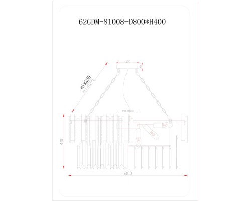 Подвесная люстра 62GDM-81008-800 Garda Decor Подвесная люстра 62GDM-81008-800 Garda Decor