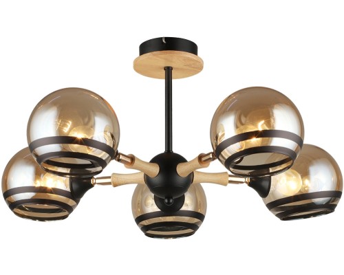 Потолочная люстра MD.4896-5-S BK+WOOD Imex Потолочная люстра MD.4896-5-S BK+WOOD Imex
