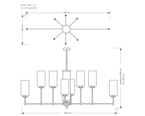 Потолочная люстра EMPOLI EMP-ZWL-8(Z) Kutek