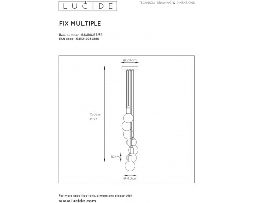 Подвесной светильник Fix Multiple 08408/07/30 Lucide Подвесной светильник Fix Multiple 08408/07/30 Lucide
