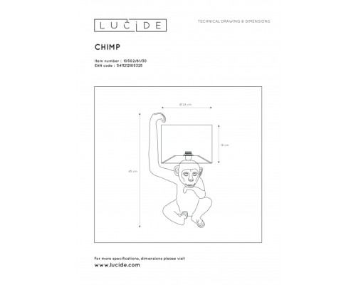 Интерьерная настольная лампа Extravaganza Chimp 10502/81/30 Lucide Интерьерная настольная лампа Extravaganza Chimp 10502/81/30 Lucide