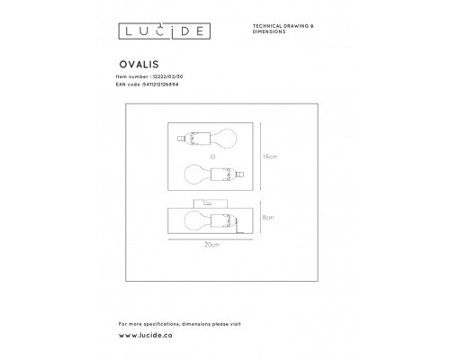 Настенный светильник Ovalis 12222/02/30 Lucide Настенный светильник Ovalis 12222/02/30 Lucide
