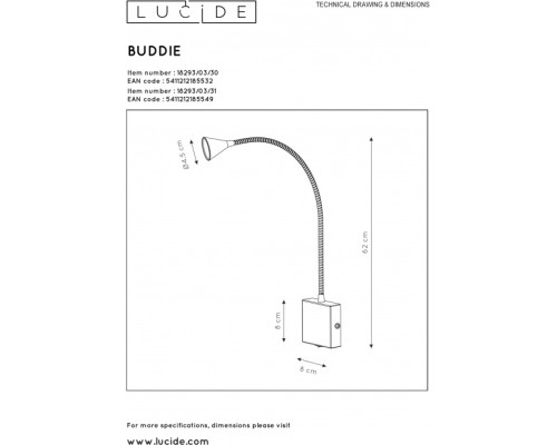 Настенный светильник Buddy 18293/03/31 Lucide Настенный светильник Buddy 18293/03/31 Lucide