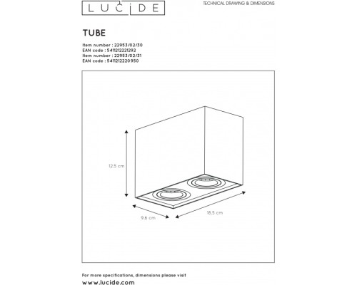 Потолочный светильник Tube 22953/02/31 Lucide Потолочный светильник Tube 22953/02/31 Lucide