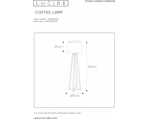 Торшер Coffee Lamp 31798/81/97 Lucide Торшер Coffee Lamp 31798/81/97 Lucide