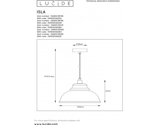 Подвесной светильник Isla 34400/29/66 Lucide