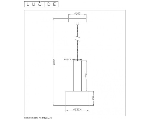 Подвесной светильник Teun 45471/01/30 Lucide Подвесной светильник Teun 45471/01/30 Lucide