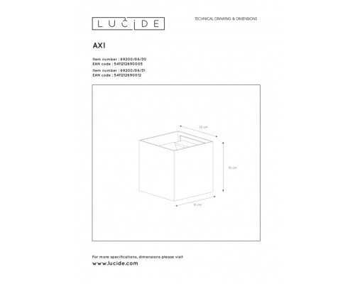 Настенный светильник Axi 69200/06/30 Lucide Настенный светильник Axi 69200/06/30 Lucide