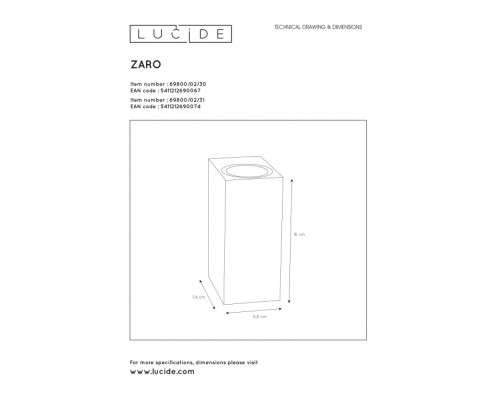 Архитектурная подсветка Zaro 69800/02/30 Lucide Архитектурная подсветка Zaro 69800/02/30 Lucide
