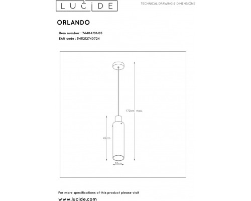 Подвесной светильник Orlando 74404/01/65 Lucide Подвесной светильник Orlando 74404/01/65 Lucide