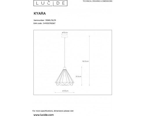 Подвесной светильник Kyara White 78385/32/31 Lucide Подвесной светильник Kyara White 78385/32/31 Lucide