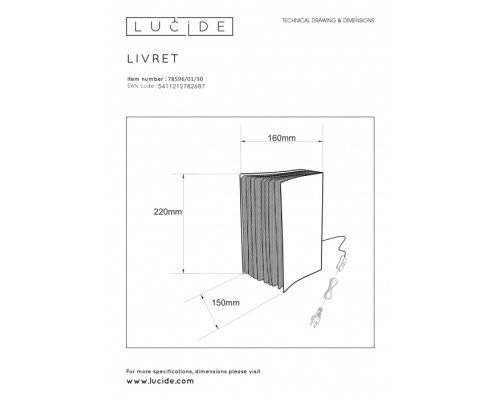 Интерьерная настольная лампа Extravaganza Livret 78596/01/30 Lucide Интерьерная настольная лампа Extravaganza Livret 78596/01/30 Lucide