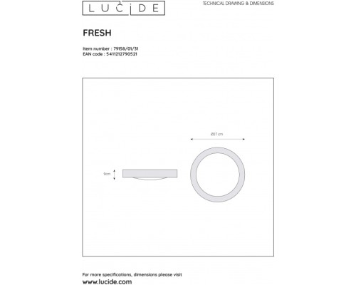 Потолочный светильник Fresh 79158/01/31 Lucide Потолочный светильник Fresh 79158/01/31 Lucide