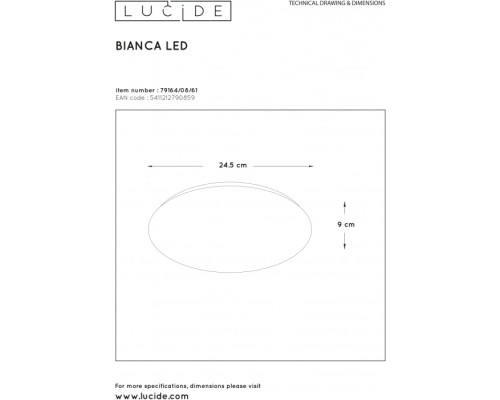 Потолочный светильник Bianca-led 79164/08/61 Lucide Потолочный светильник Bianca-led 79164/08/61 Lucide