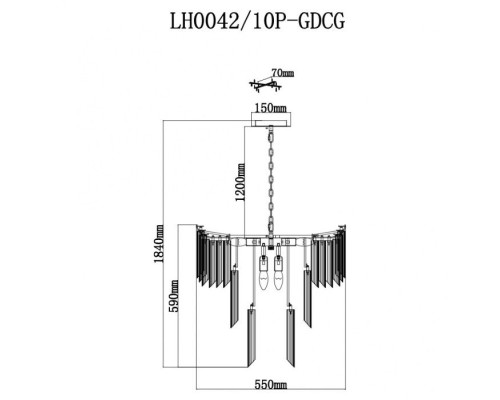 Подвесная люстра Garlenda LH0042/10P-GDCG Lumien Hall Подвесная люстра Garlenda LH0042/10P-GDCG Lumien Hall