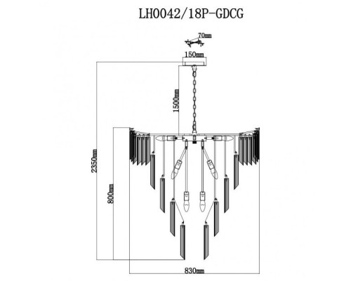Подвесная люстра Garlenda LH0042/18P-GDCG Lumien Hall Подвесная люстра Garlenda LH0042/18P-GDCG Lumien Hall