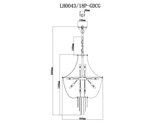 Подвесная люстра Lissone LH0043/18P-GDCG Lumien Hall Подвесная люстра Lissone LH0043/18P-GDCG Lumien Hall