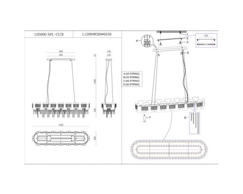 Подвесная люстра Britta LH3006/6PL-CLCR Lumien Hall Подвесная люстра Britta LH3006/6PL-CLCR Lumien Hall