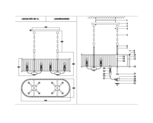 Подвесная люстра Lariana LH3038/8PR-NK-CL Lumien Hall Подвесная люстра Lariana LH3038/8PR-NK-CL Lumien Hall