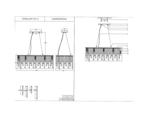 Подвесная люстра Sienna LH3050/8PO-CR-CL Lumien Hall Подвесная люстра Sienna LH3050/8PO-CR-CL Lumien Hall