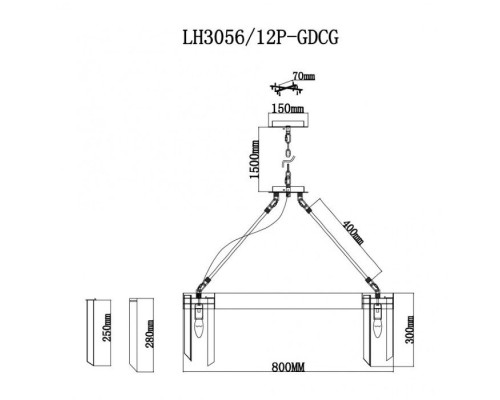 Подвесная люстра Karre LH3056/12P-GDCG Lumien Hall Подвесная люстра Karre LH3056/12P-GDCG Lumien Hall
