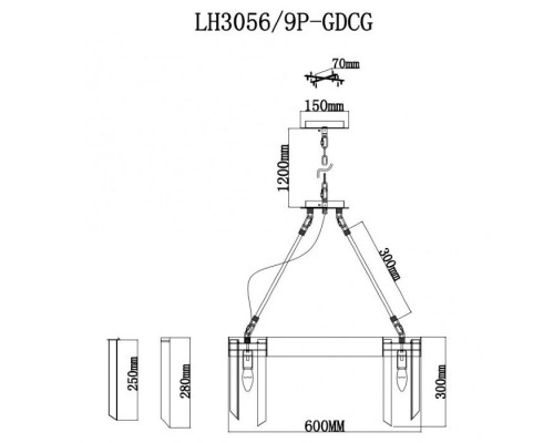 Подвесная люстра Karre LH3056/9P-GDCG Lumien Hall Подвесная люстра Karre LH3056/9P-GDCG Lumien Hall