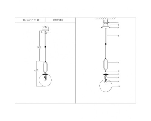 Подвесной светильник Milo LH4100/1P-CO-WT Lumien Hall Подвесной светильник Milo LH4100/1P-CO-WT Lumien Hall