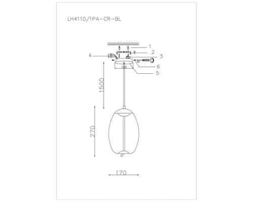 Подвесной светильник Avila LH4110/1PA-CR-BL Lumien Hall Подвесной светильник Avila LH4110/1PA-CR-BL Lumien Hall