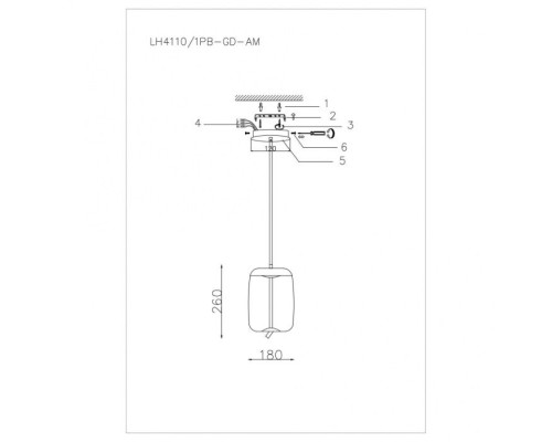 Подвесной светильник Avila LH4110/1PB-GD-AM Lumien Hall Подвесной светильник Avila LH4110/1PB-GD-AM Lumien Hall