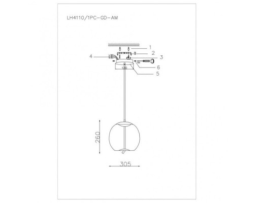 Подвесной светильник Avila LH4110/1PC-GD-AM Lumien Hall Подвесной светильник Avila LH4110/1PC-GD-AM Lumien Hall