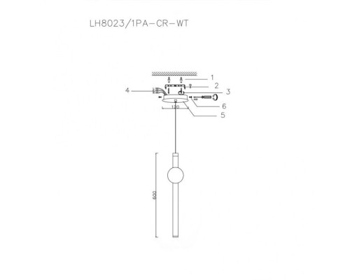 Подвесной светильник Greniya LH8023/1PA-CR-WT Lumien Hall Подвесной светильник Greniya LH8023/1PA-CR-WT Lumien Hall