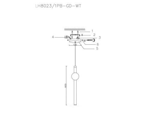 Подвесной светильник Greniya LH8023/1PB-GD-WT Lumien Hall Подвесной светильник Greniya LH8023/1PB-GD-WT Lumien Hall