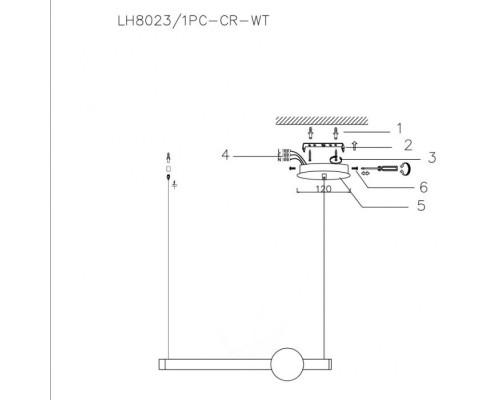 Подвесной светильник Greniya LH8023/1PC-CR-WT Lumien Hall Подвесной светильник Greniya LH8023/1PC-CR-WT Lumien Hall