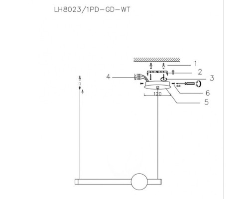 Подвесной светильник Greniya LH8023/1PD-GD-WT Lumien Hall Подвесной светильник Greniya LH8023/1PD-GD-WT Lumien Hall
