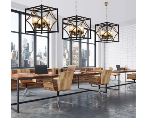 Подвесная люстра Quadrato Duo LDP 1223-4 BK+MD Lumina Deco