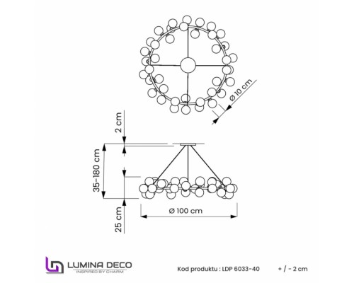 Подвесная люстра LDP 6033-40 CHR Lumina Deco Подвесная люстра LDP 6033-40 CHR Lumina Deco