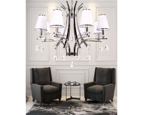 Подвесной светильник Glamour LDP 66247-8 WT+CHR Lumina Deco Подвесной светильник Glamour LDP 66247-8 WT+CHR Lumina Deco