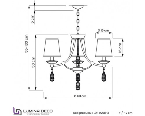 Подвесная люстра LDP 9268-3 GD Lumina Deco Подвесная люстра LDP 9268-3 GD Lumina Deco