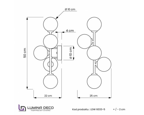 Бра LDW 6033-5 BK+F.GD Lumina Deco Бра LDW 6033-5 BK+F.GD Lumina Deco