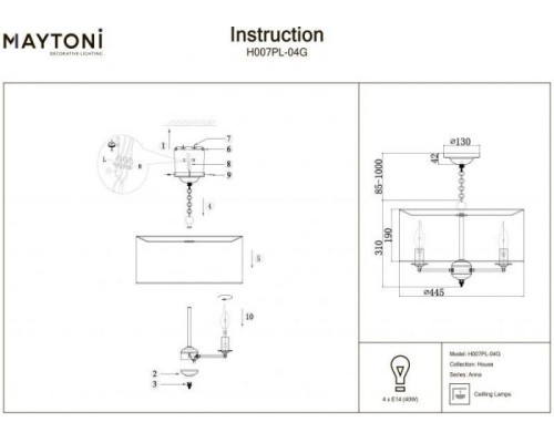 Подвесной светильник Anna H007PL-04G Maytoni Подвесной светильник Anna H007PL-04G Maytoni