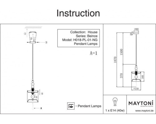 Подвесной светильник Bience H018-PL-01-NG Maytoni Подвесной светильник Bience H018-PL-01-NG Maytoni