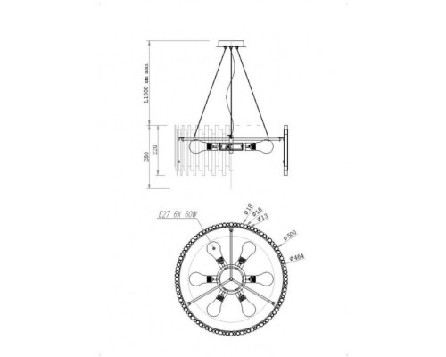 Подвесная люстра Coliseo MOD136PL-06BS Maytoni Подвесная люстра Coliseo MOD136PL-06BS Maytoni