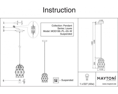 Подвесной светильник Louvre MOD199-PL-03-W Maytoni Подвесной светильник Louvre MOD199-PL-03-W Maytoni
